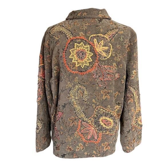 Coldwater Creek Jacket Women's Tapestry Sz Large Brown Embroidered Grandmacore - Picture 3 of 11